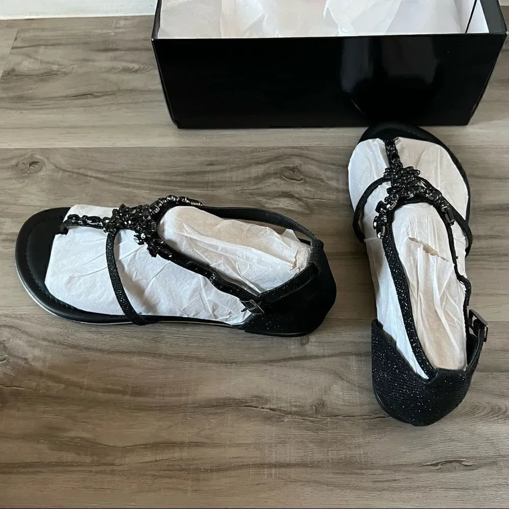NWT G by Guess Deers black jeweled BLING sandals size 11 & 10. Glitter upper
